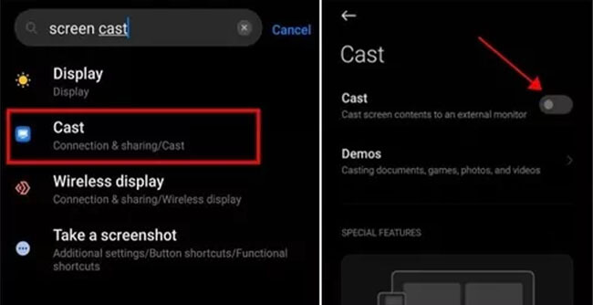 turn off android screen mirroring