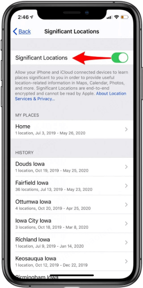 turn off iphone significant locations