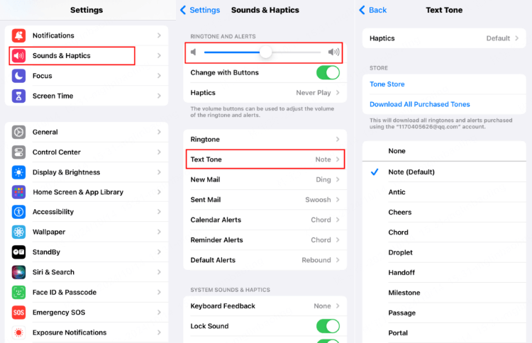 turn on text tone on iphone