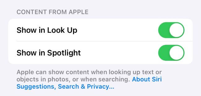 turn search content off