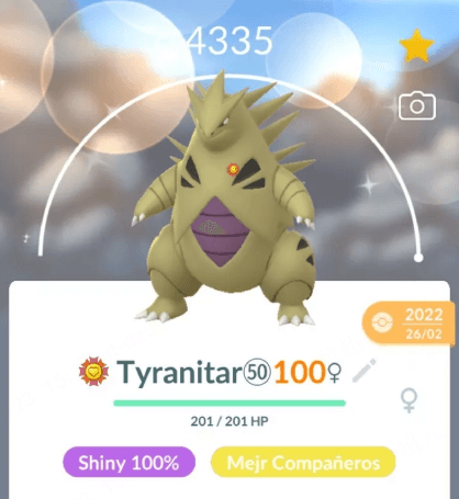 tyranitar with highest cp 4335