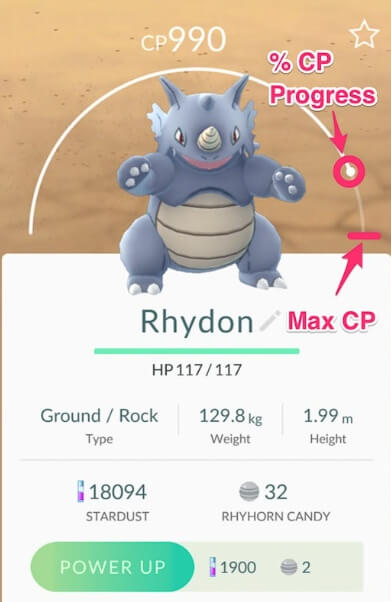 cp and max in pokemon go