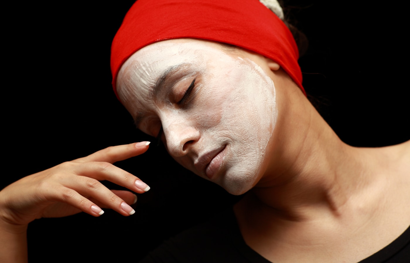 woman in red knit cap